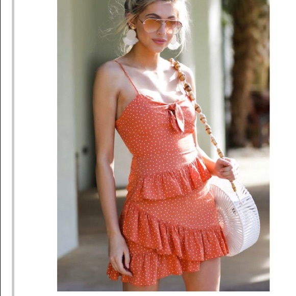 Red Dress Boutique Dresses & Skirts - Don’t Say No Orange Polka Dot dress